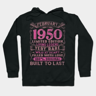 Vintage 70 Years Old February 1950 70th Birthday Gift Hoodie